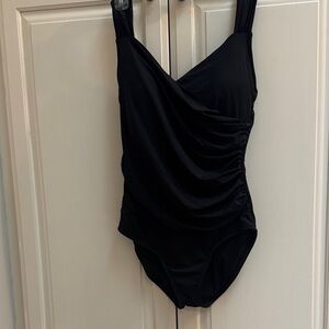 Jantzen Black One-Piece Swimsuit with Draped Front